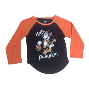 NEW Disney Minnie Mouse “Hello Pumpkin” Halloween Raglan Top Toddler Girls 3T